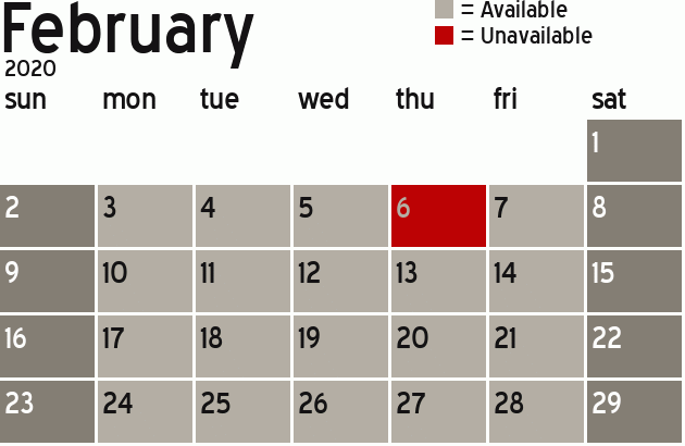Missionary Dinner Calendar