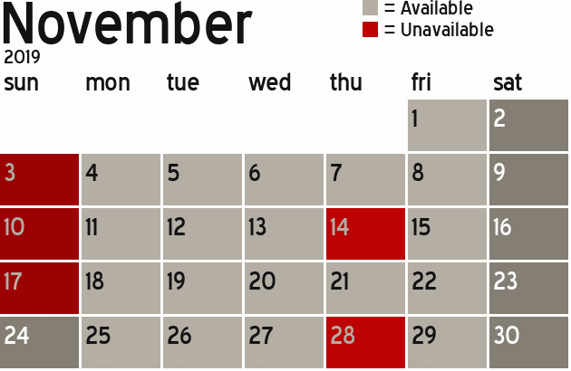 Missionary Dinner Calendar
